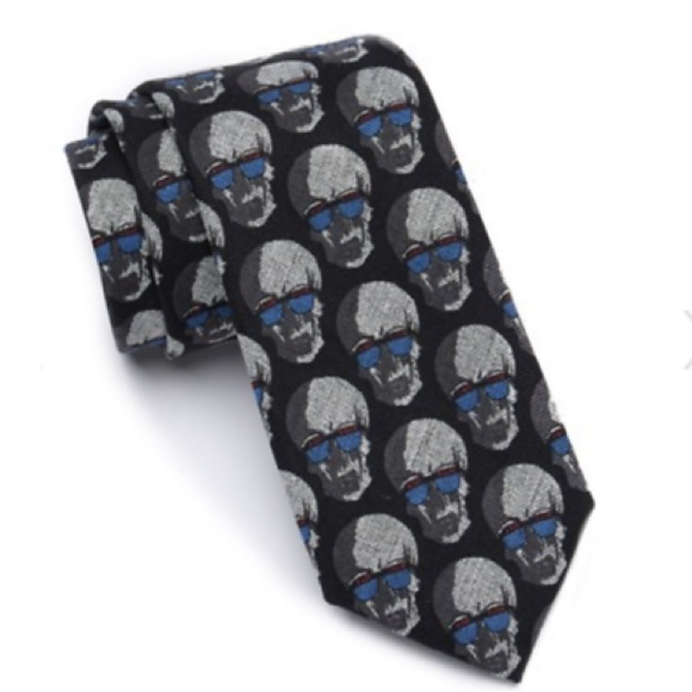 ROBERT GRAHAM X-RAY SKULL with SUNGLASSES PRINT TIE NWOT